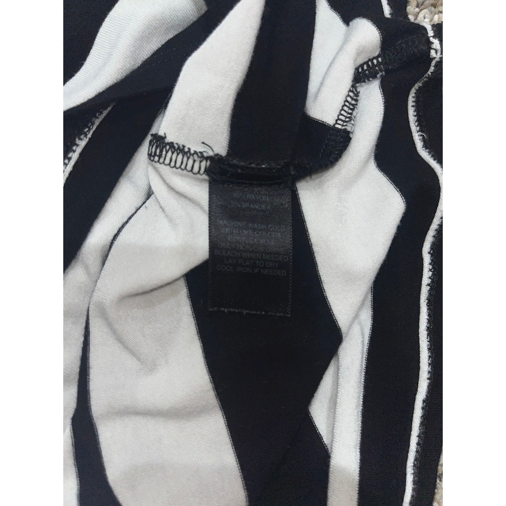 White House Black Market Striped 3/4 Sleeve Tunic Top Black White Medium - Picture 7 of 8